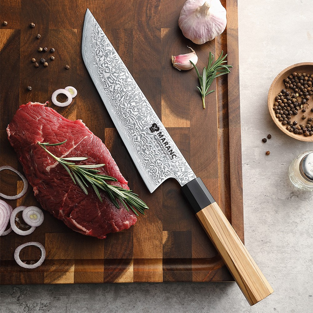 Cutit bucatar profesional Maranc, otel damasc, 21 cm, M342