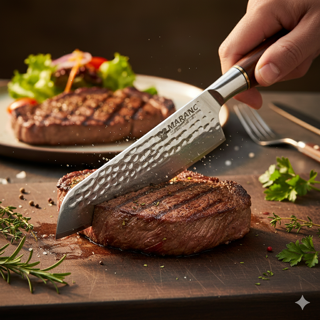 Cutit santoku profesional Maranc, otel de damasc, 18 cm, M155