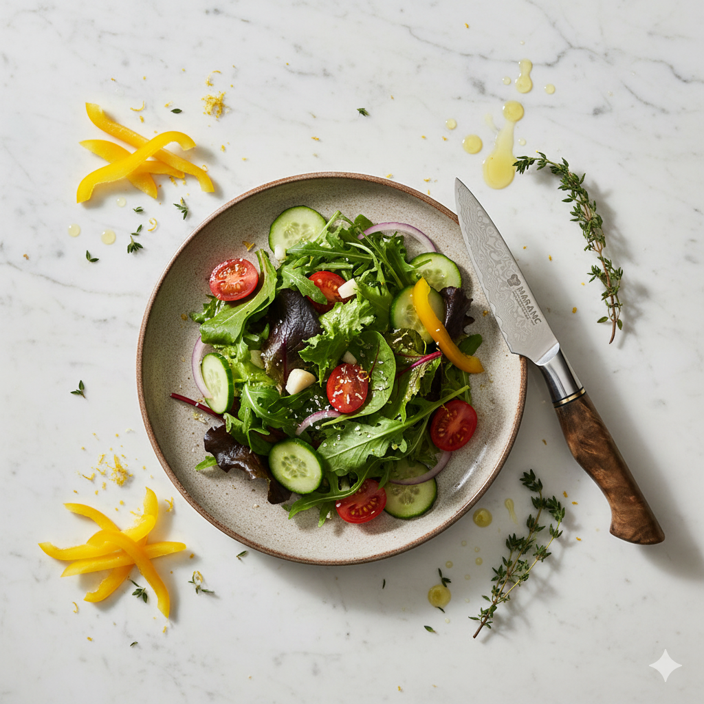 Cutit decojit profesional Maranc, otel de damasc, 9 cm, M172