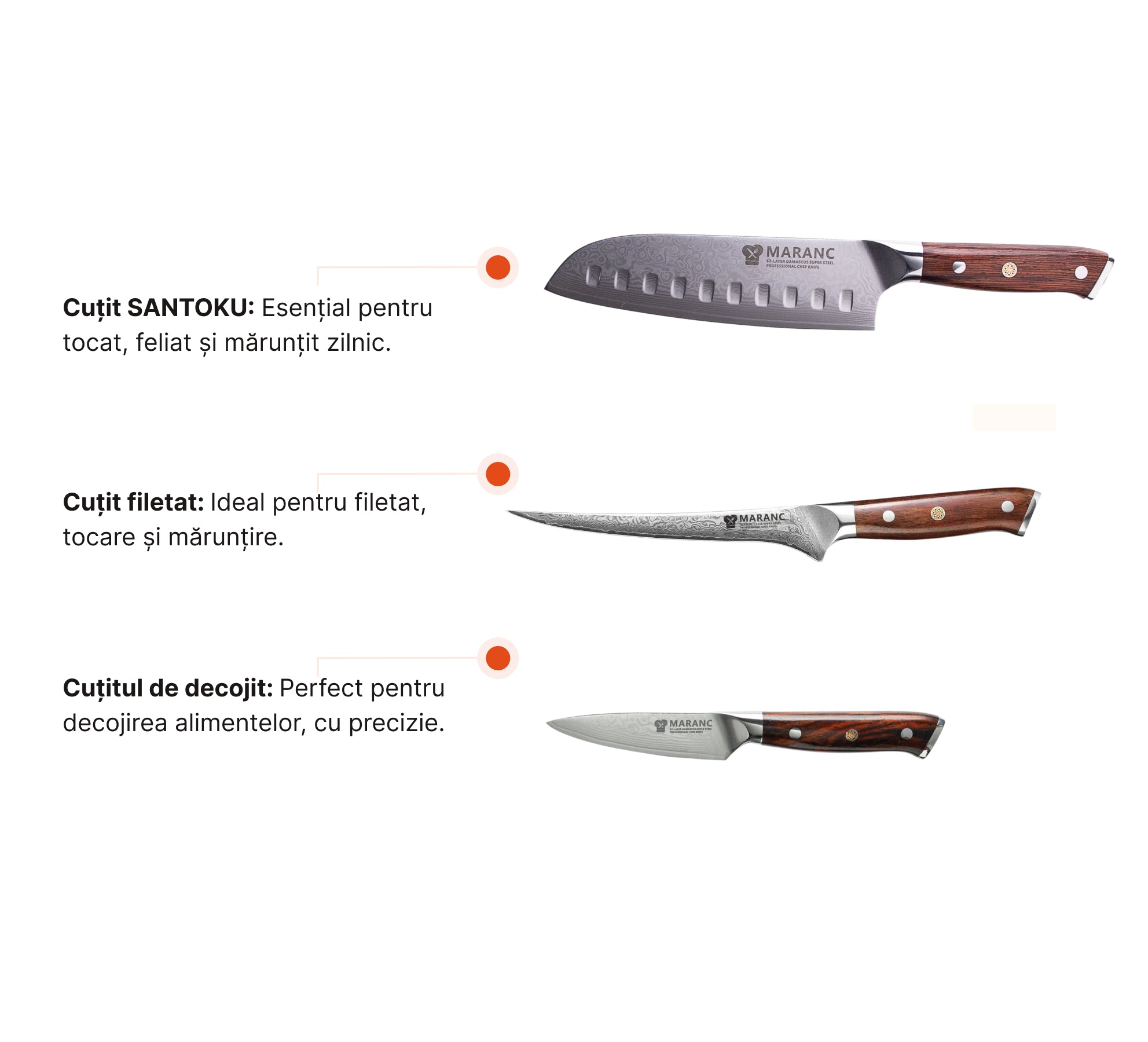 Set de cuțite profesionale pentru bucătărie, pentru pasionați, Nr. 2