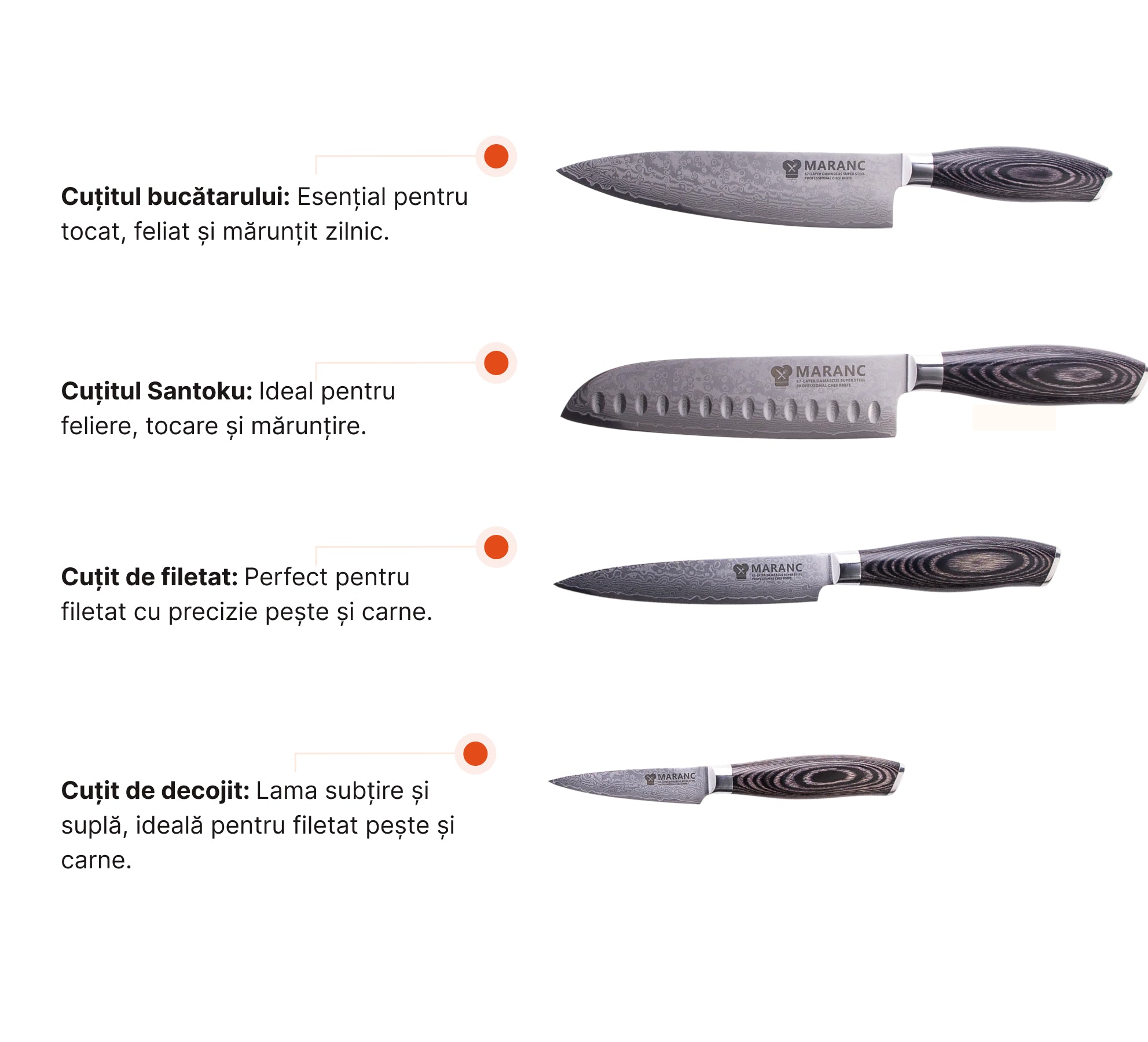 Set de cuțite profesionale pentru bucătărie, pentru profesioniști, Nr. 4