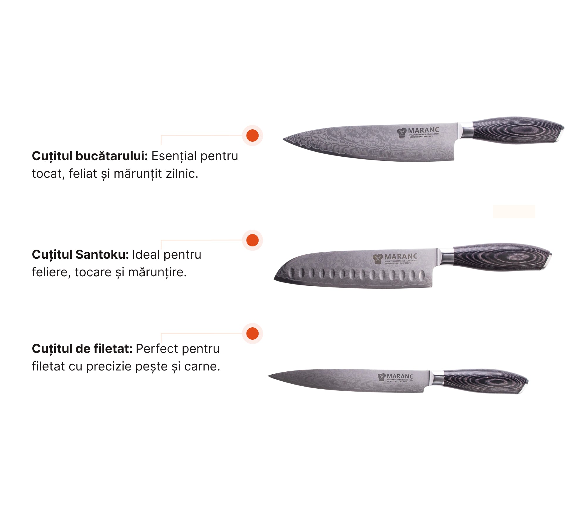 Set de cuțite profesionale pentru bucătărie, pentru profesioniști, Nr. 2