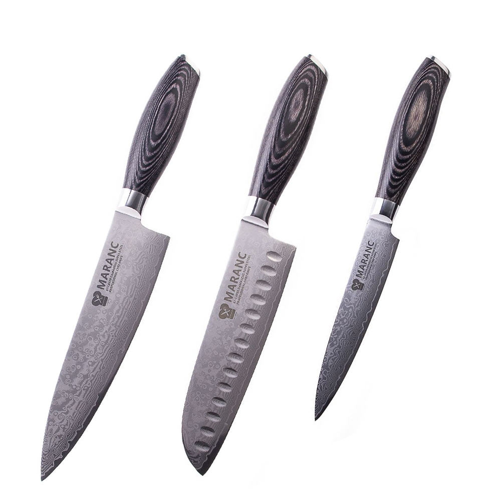 Set cutite Maranc, otel damasc, 3 piese, M301