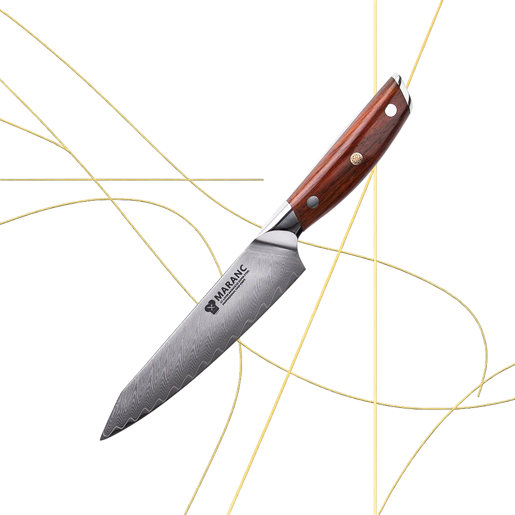 Cutit filetat profesional Maranc, otel de damasc, 13 cm, M41