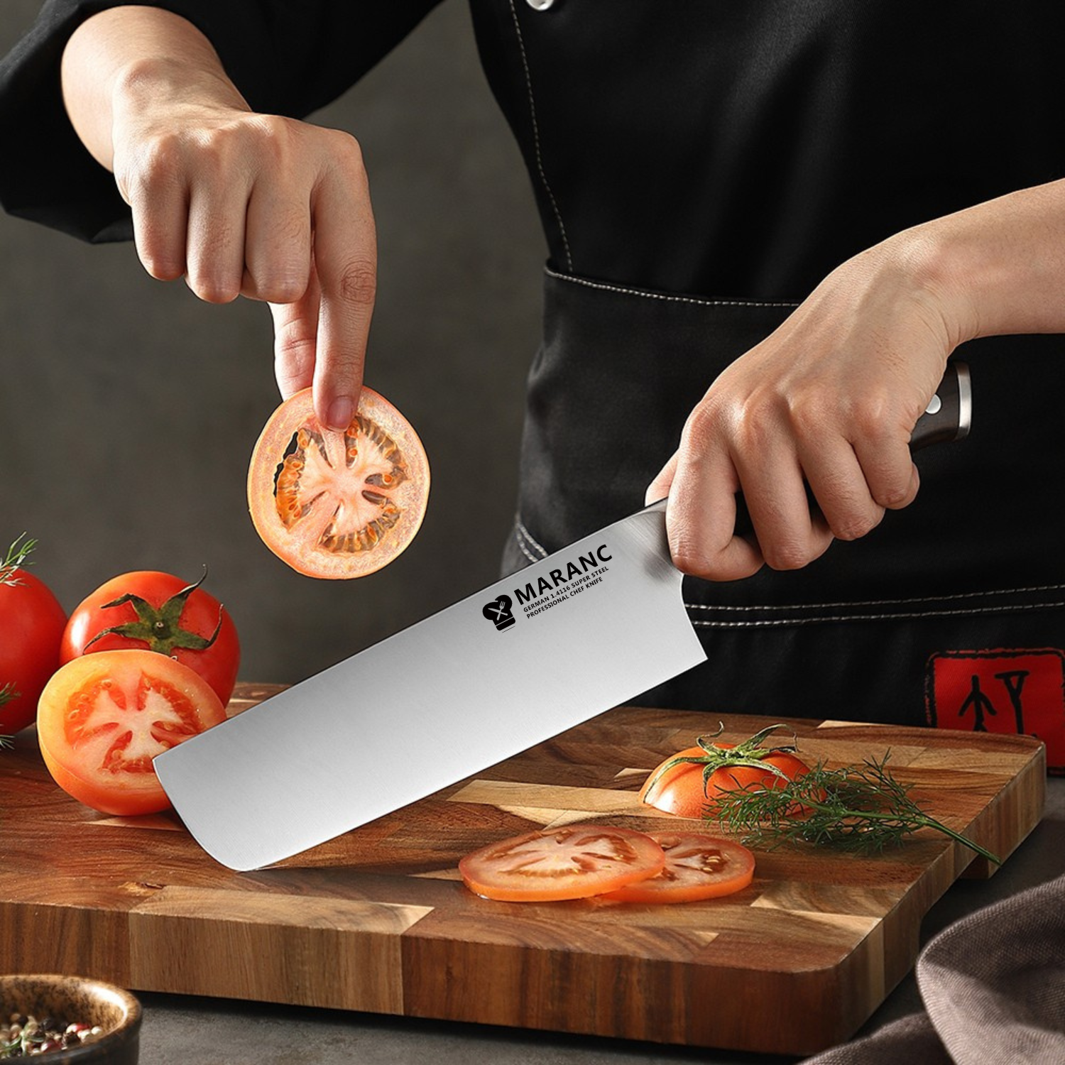 Cutit nakiri profesional Maranc, otel german, 18.7 cm, M396