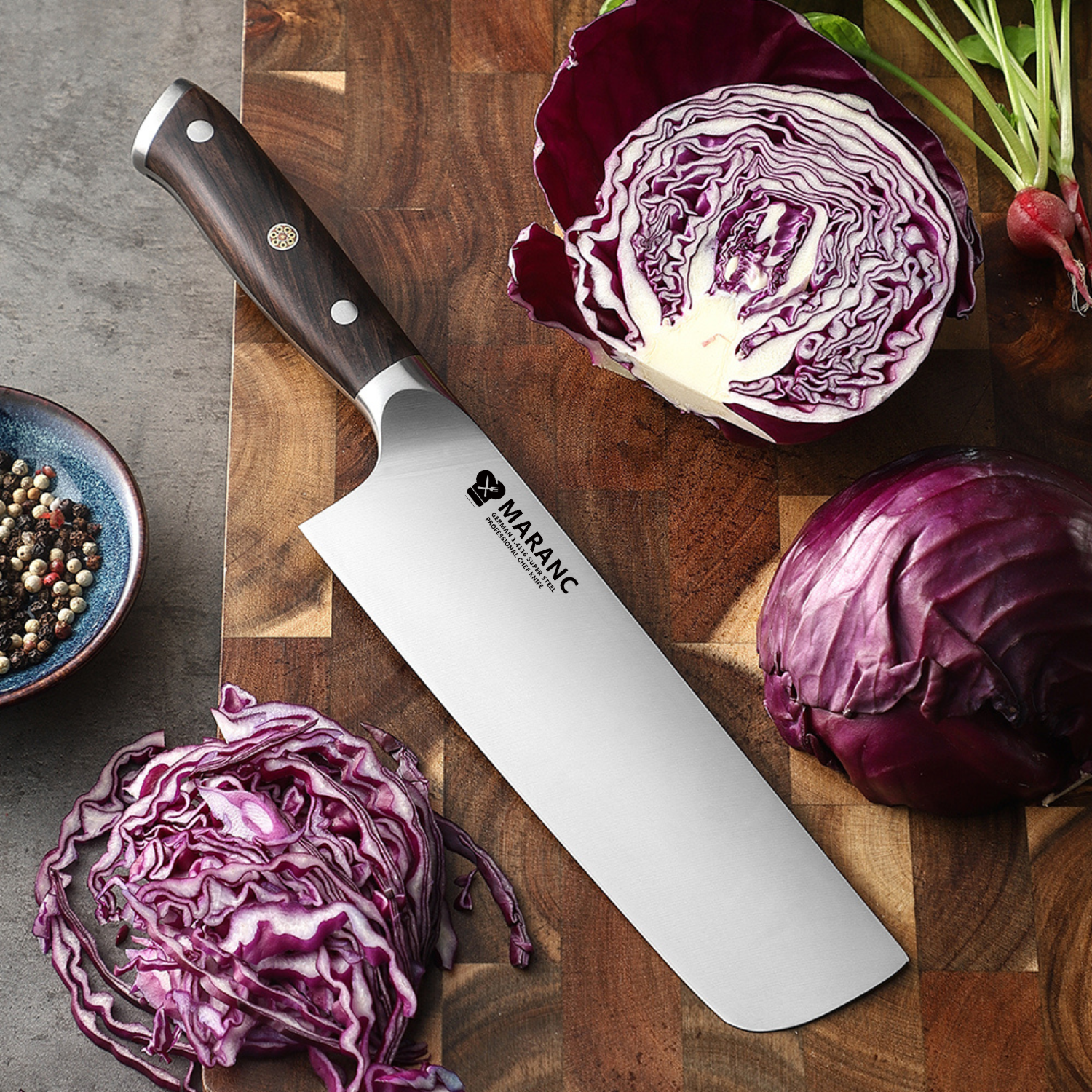 Cutit nakiri profesional Maranc, otel german, 18.7 cm, M396