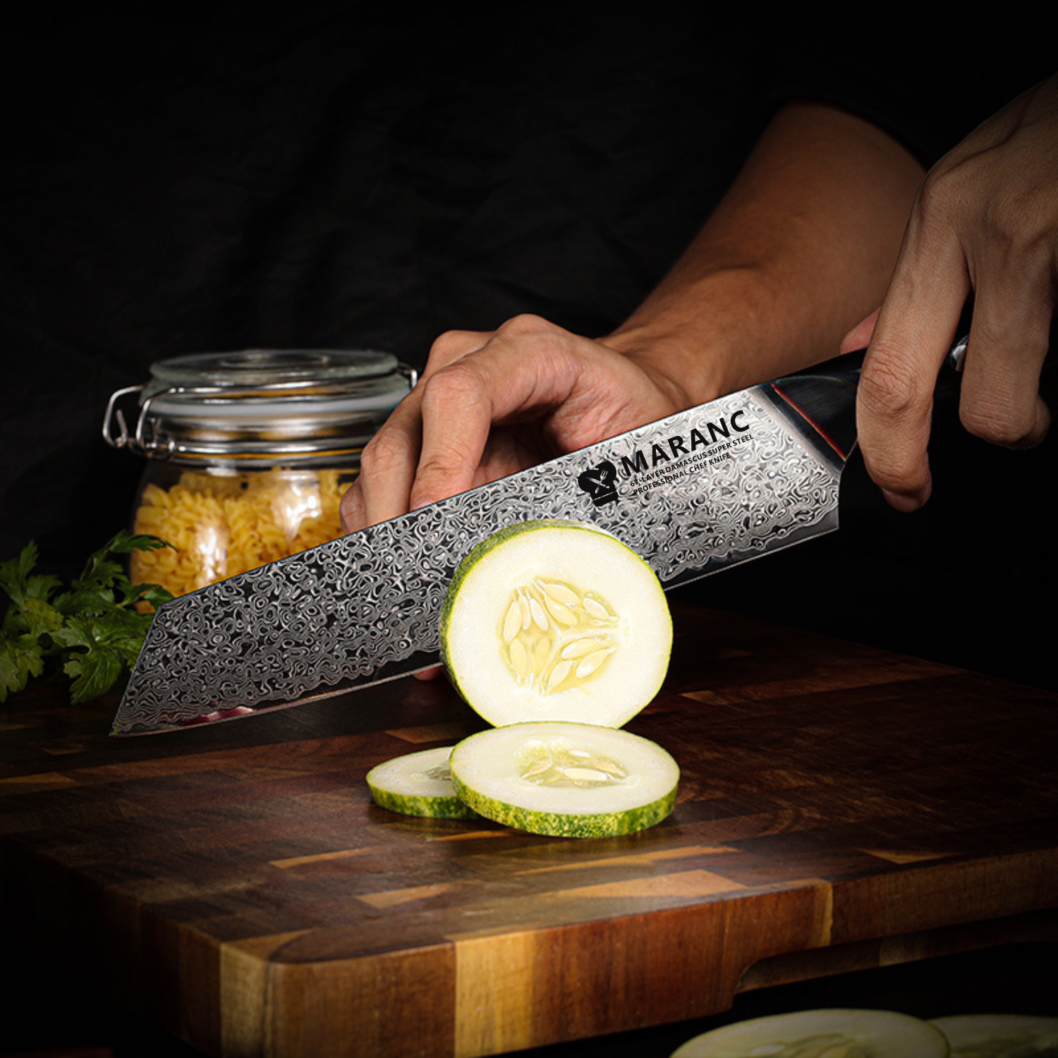 Szakácskés Gyuto professional Maranc, Damaszkuszi acél, 21 cm, M85