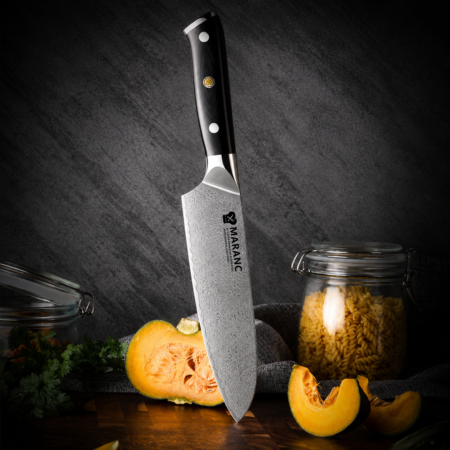 Maranc profi santoku kés, damaszkuszi acél, 18 cm, M21