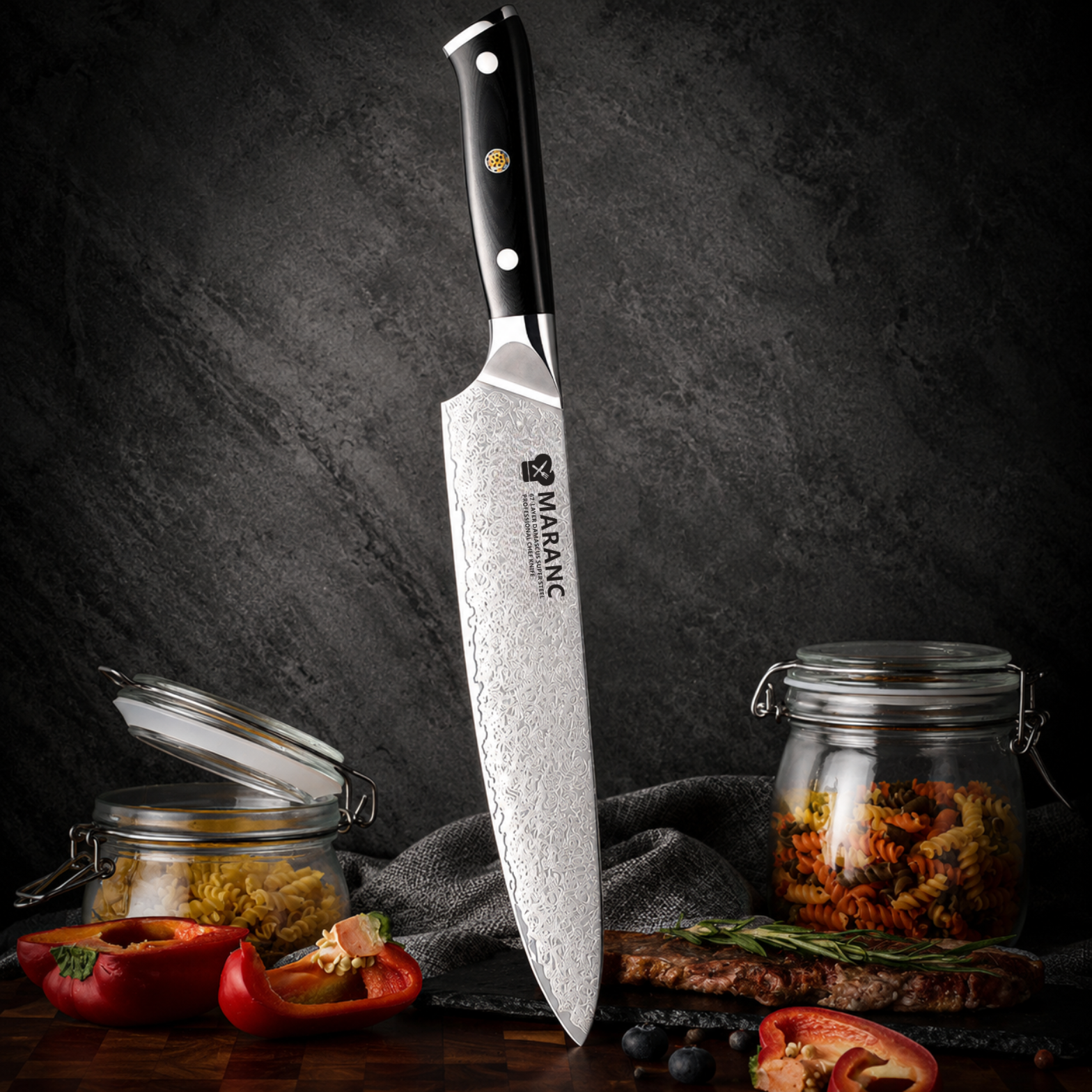 Cutit bucatar profesional Maranc, otel damasc, 20 cm, M367
