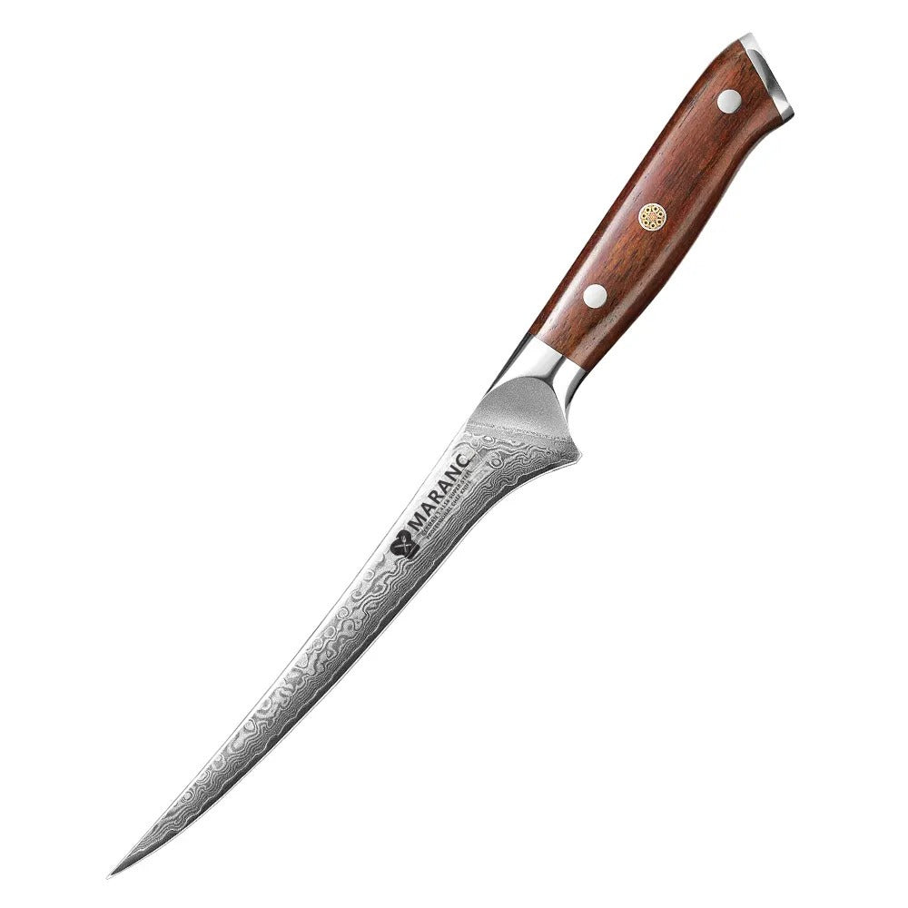 Cutit filetat profesional Maranc, otel de damasc, 16.2 cm, M313