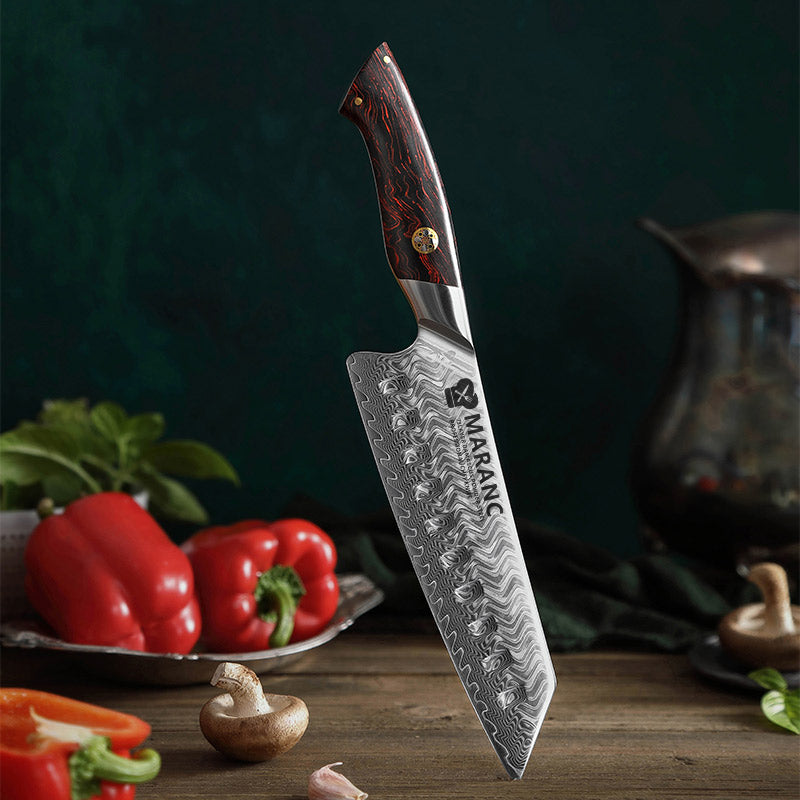 Cutit santoku profesional Maranc otel de damasc pulbere 73