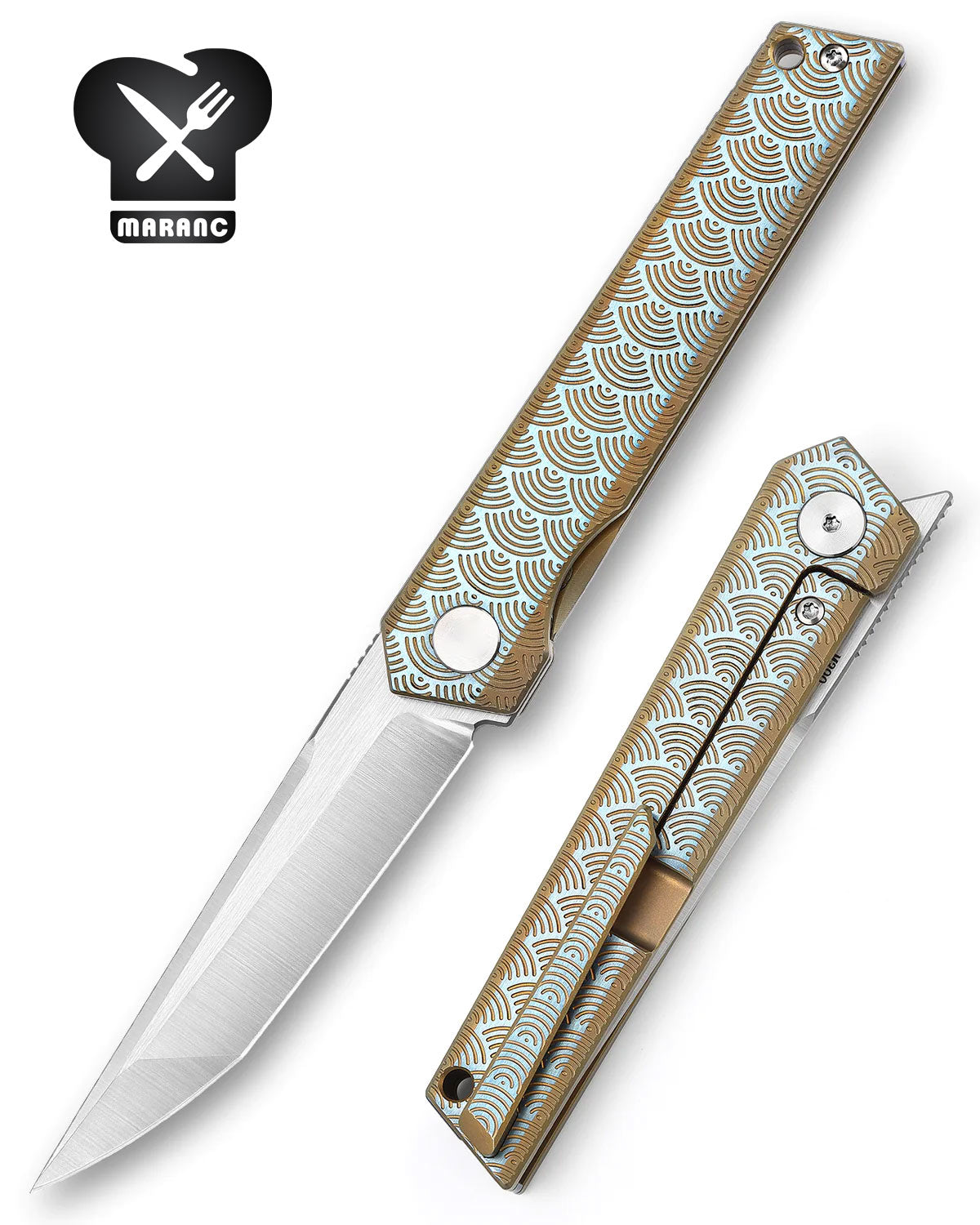 Cutit vanatoare Maranc otel Bohler M390 maner titan 9.1 cm