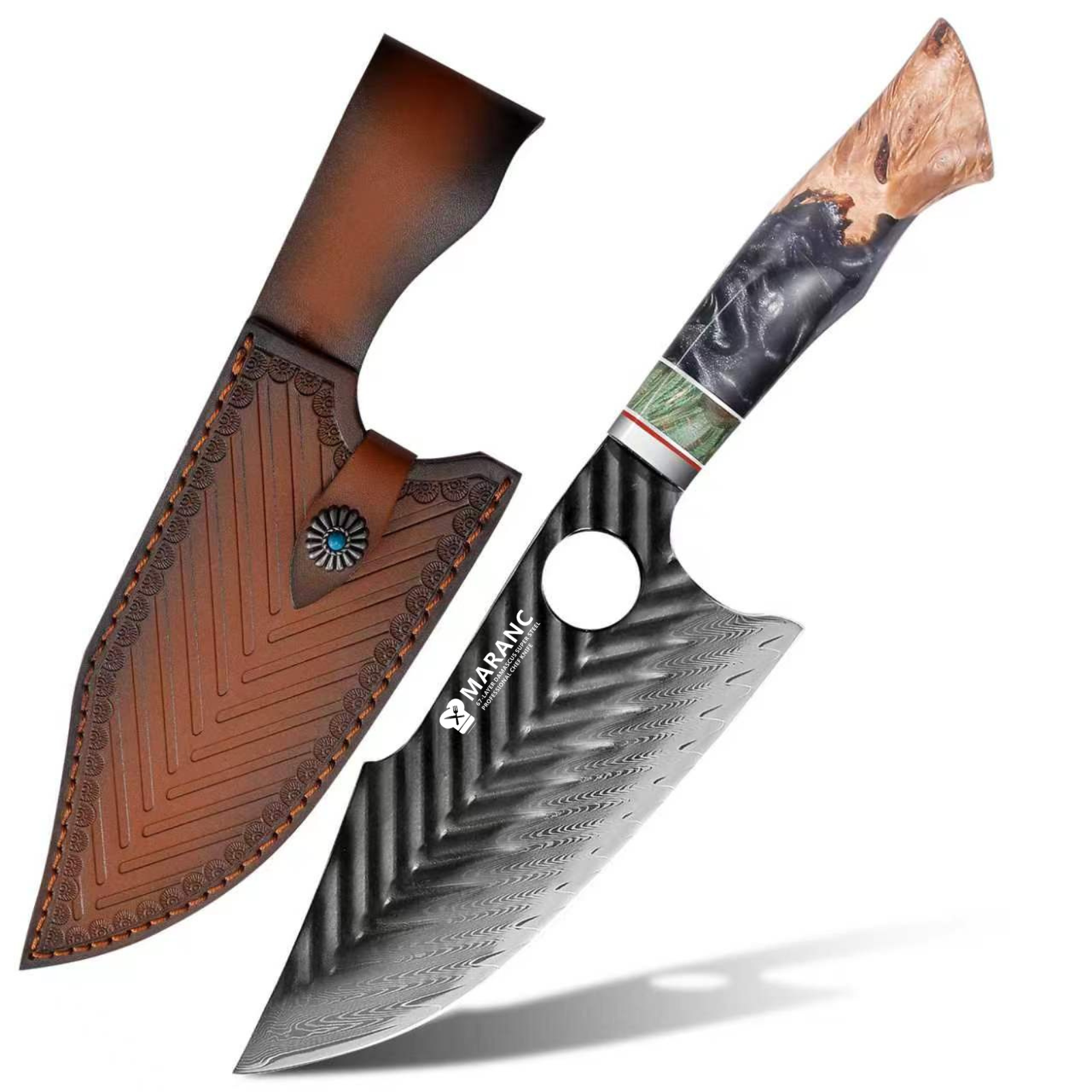 Cutit bucatar profesional Maranc, otel damasc, 18 cm, M354