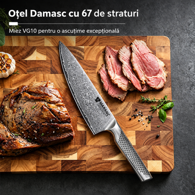 Maranc profi szakácskés, Damaszkuszi acél, 20 cm, M6