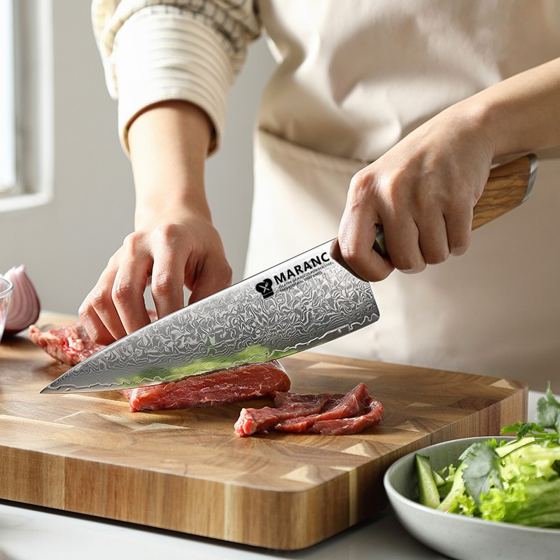 Cutit bucatar profesional Maranc, otel damasc, 21 cm, M343