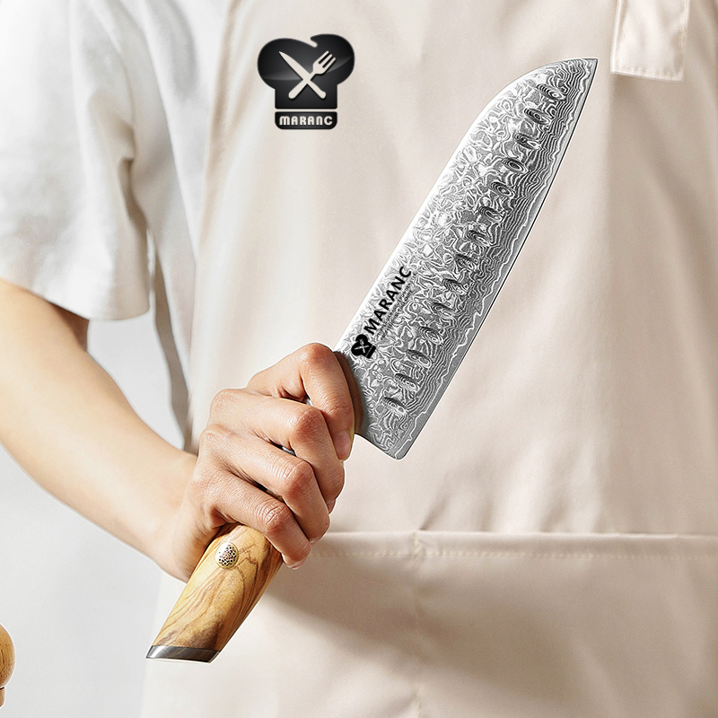 Cutit santoku profesional Maranc, otel damasc, 18 cm, M344