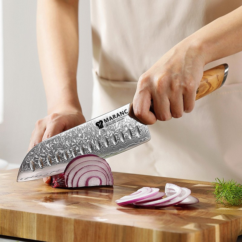 Cutit santoku profesional Maranc, otel damasc, 18 cm, M344