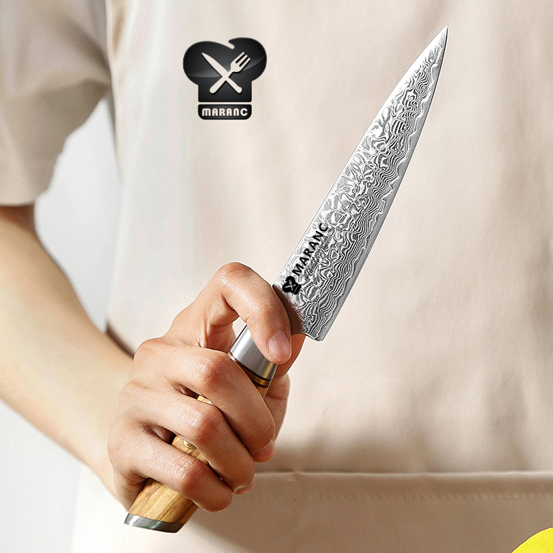 Cutit filetat profesional Maranc, otel damasc, 13 cm, M345