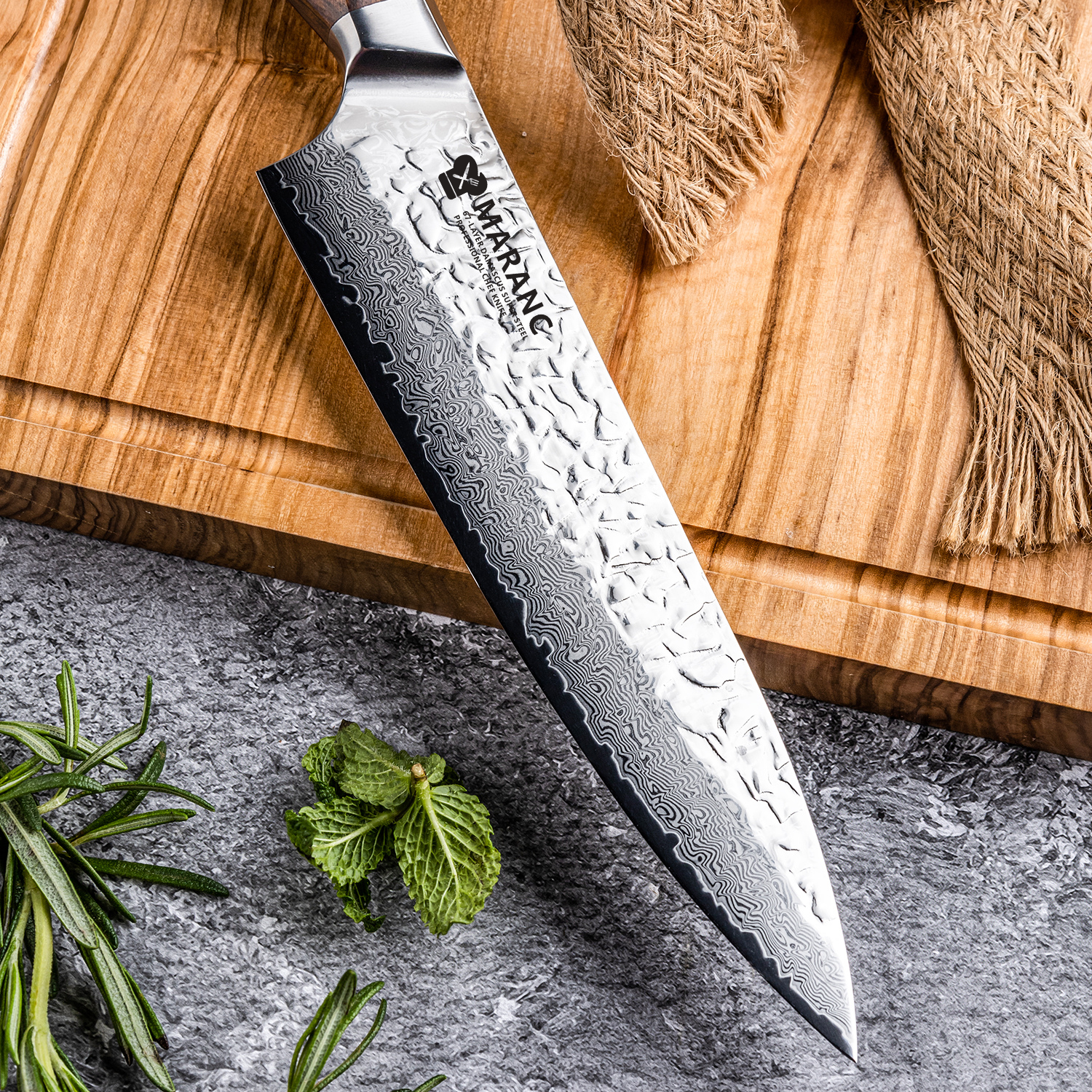 Cutitul bucatarului profesional Maranc, otel de damasc, 20 cm, M361