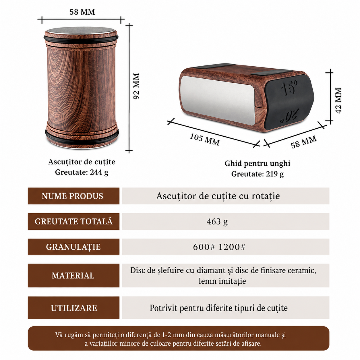 Ascutitor cutite tumbler Maranc, 600/1000, M412