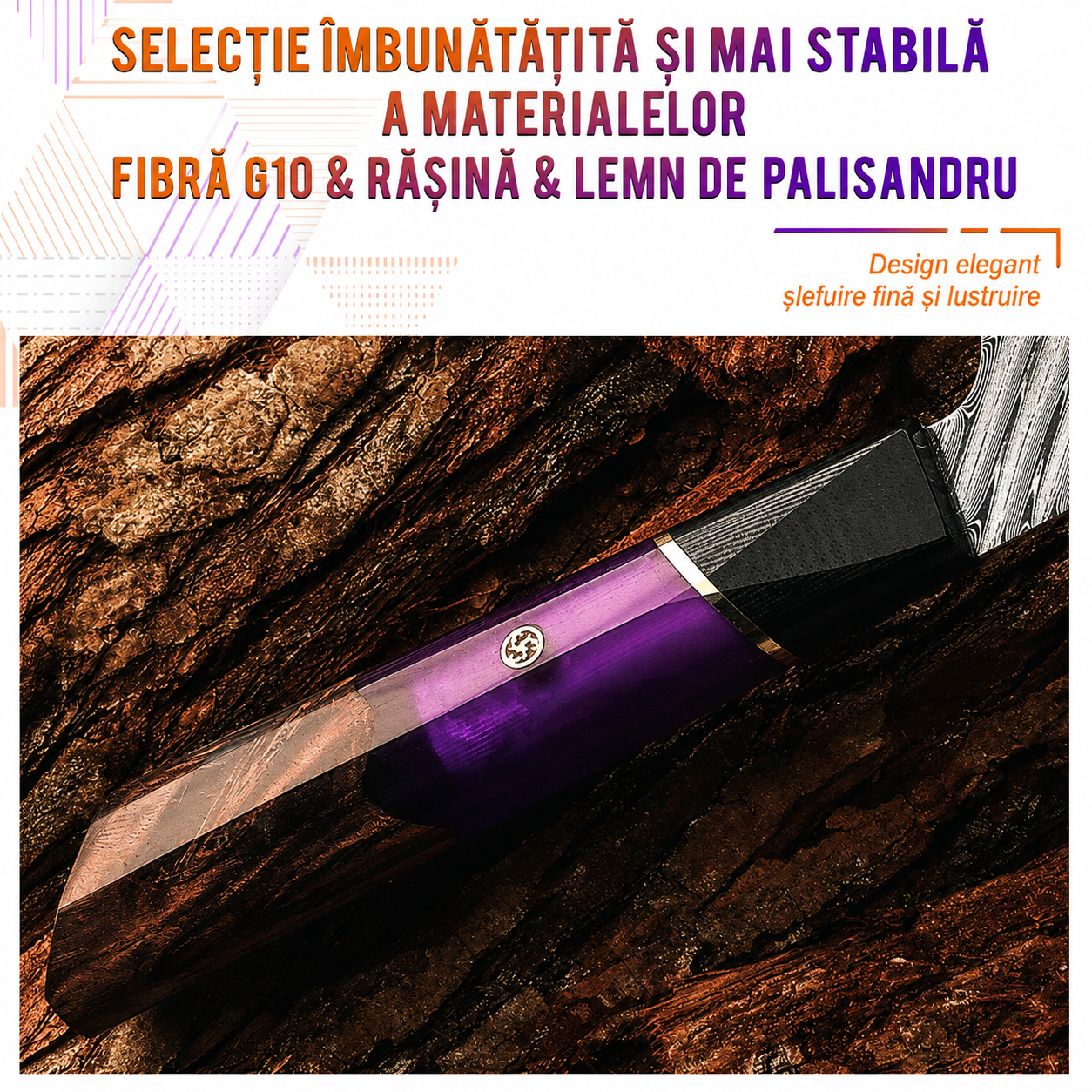Cutit bucatar profesional Maranc, otel damasc, 21 cm, M402