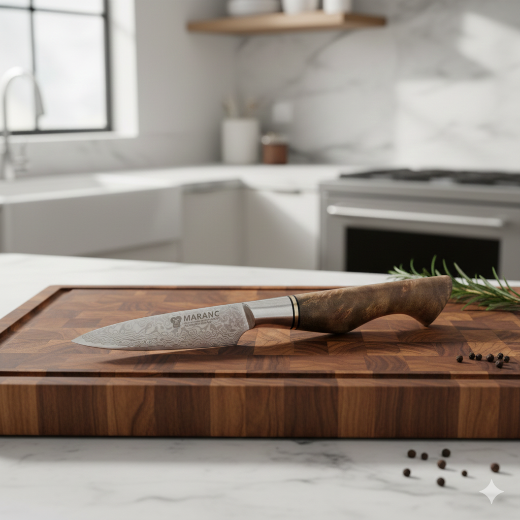 Cutit decojit profesional Maranc, otel de damasc, 9 cm, M172