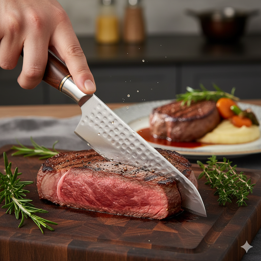 Cutit santoku profesional Maranc, otel de damasc, 18 cm, M155