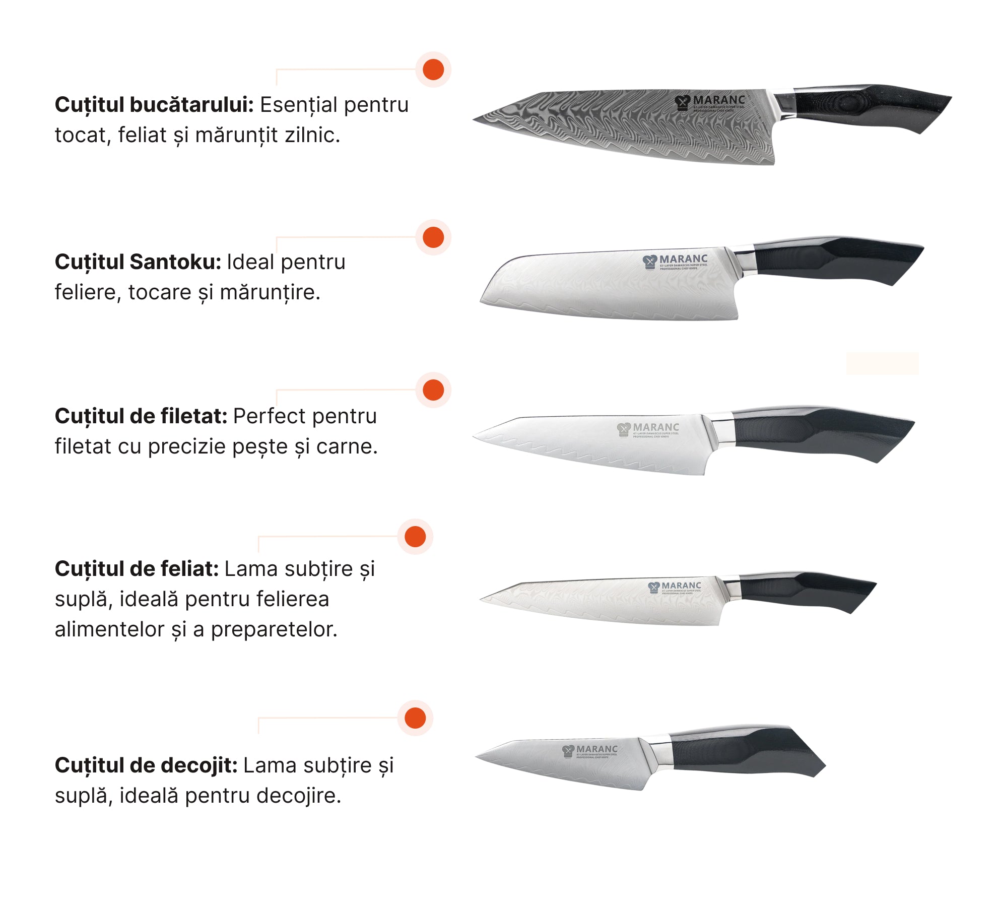 Set de cuțite profesionale pentru bucătărie, pentru profesioniști, Nr. 6