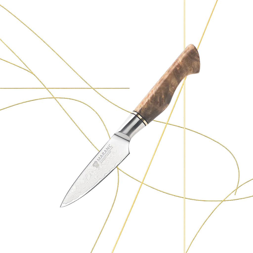 Cutit decojit profesional Maranc, otel de damasc, 9 cm, M172