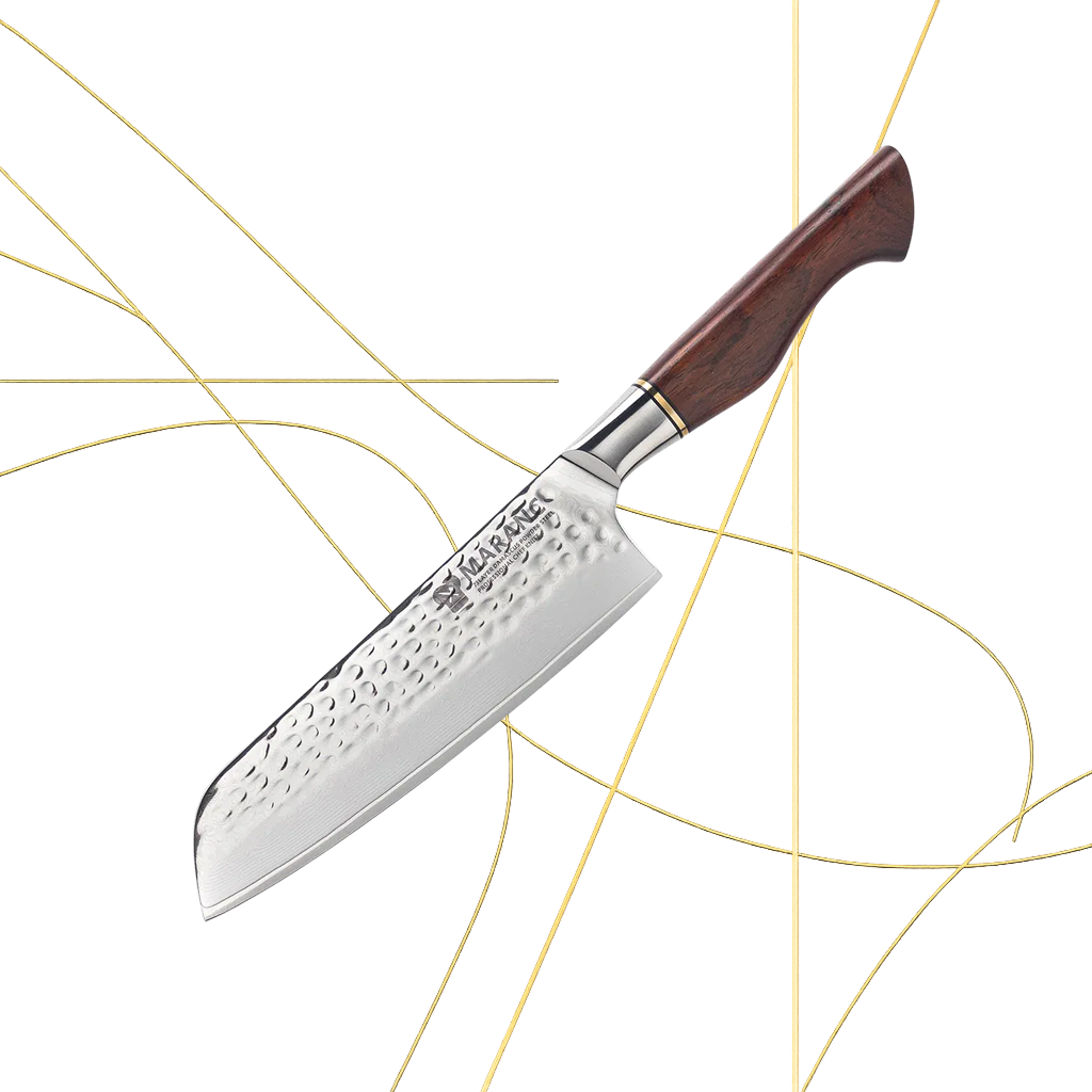 Cutit santoku profesional Maranc, otel de damasc, 18 cm, M211