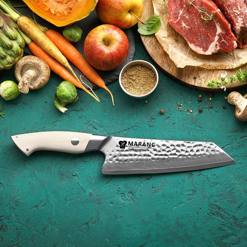 Cutit santoku profesional Maranc, otel de damasc pulbere 73 straturi, 18 cm, M317