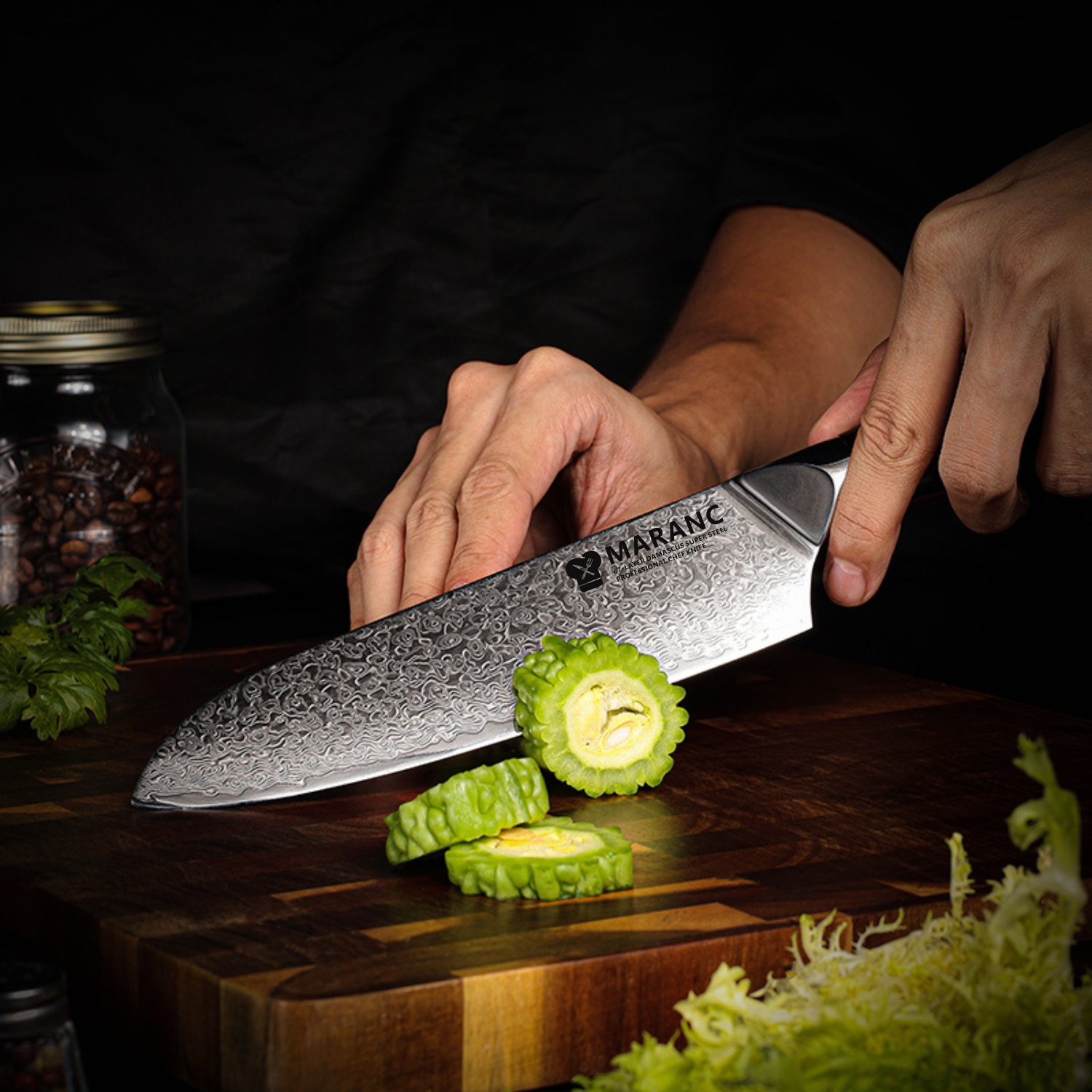 Maranc profi santoku kés, damaszkuszi acél, 18 cm, M21