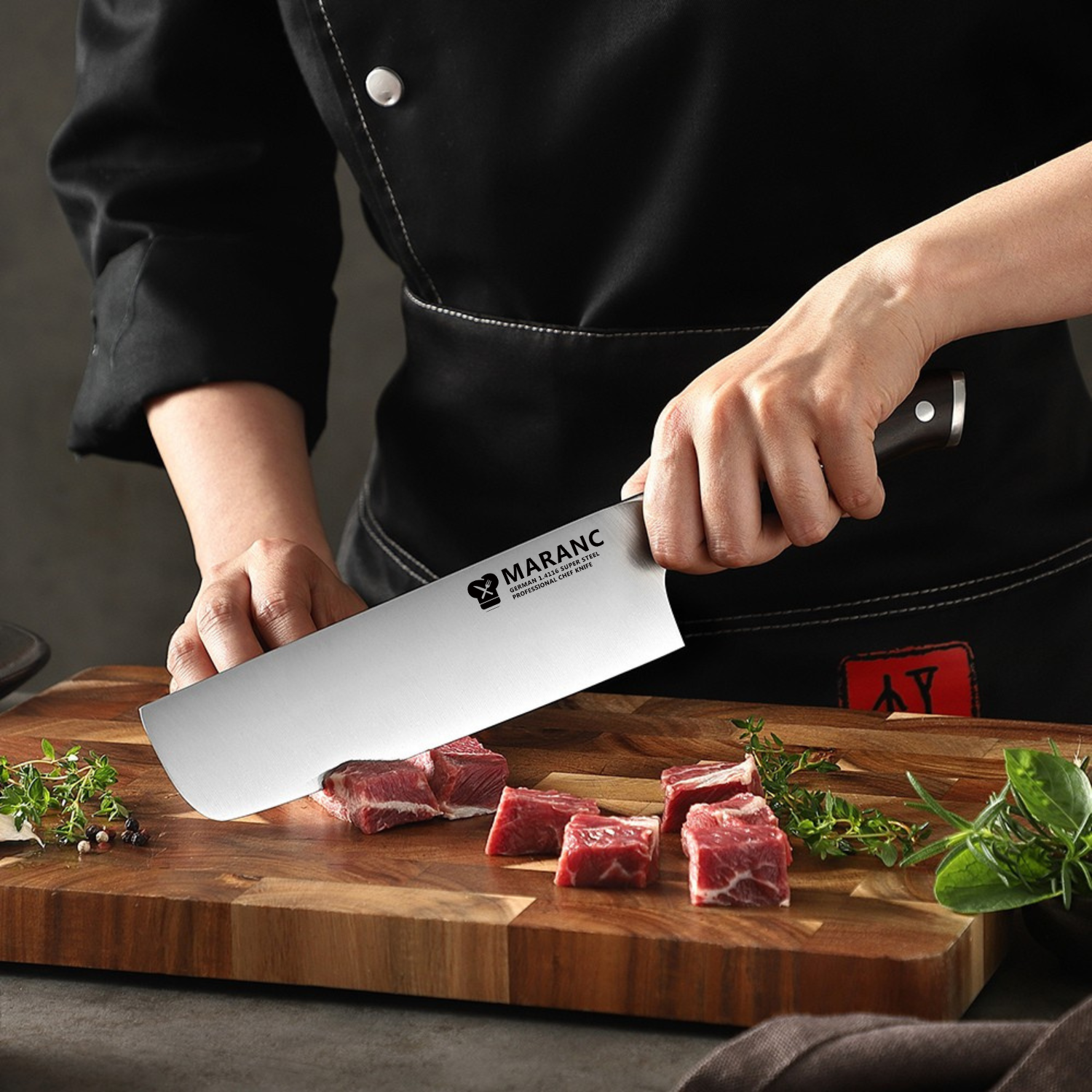 Cutit nakiri profesional Maranc, otel german, 18.7 cm, M396